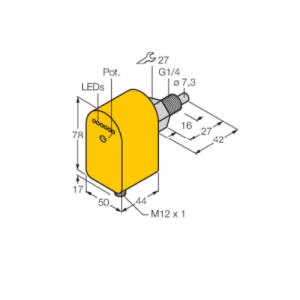 Kích thước FCS-G1_4A4P-AP8X-H1141 Thiết bị giám sát lưu lượng TURCK